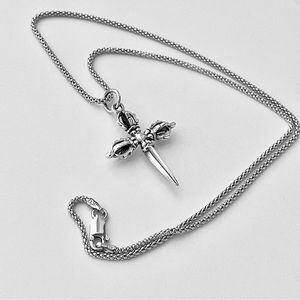 Sterling Silver Cross Sword Necklace, Silver Chain